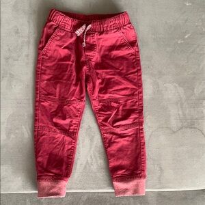 Cat & Jack Red Joggers with Elastic Waistband and Cuffed Ankles